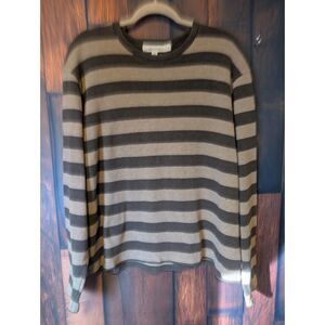 Calvin Klein Long Sleeve Brown Stripe Men's Shirt Size XL Preppy Casual Fall